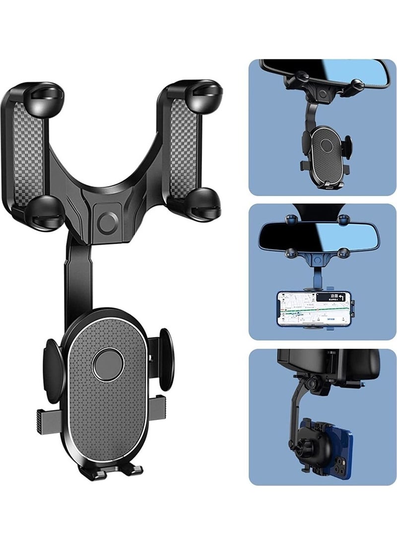 PSGT In-Car Phone Holder 360 Degree Rotatable Horizontal Vertical Use Rearview Mirror Compatible High Quality  - Image 1