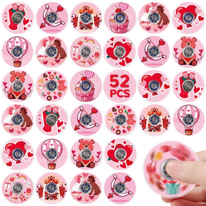 SCIONE 52 PCS Valentines Day Fidget Spinners for Kids Pink Heart Fidget Toys Bulk Mini Sensory Toys for Girls Boys Valentines Classroom Exchange Gifts Kids Party Favors Treasure Box Prizes - Image 3