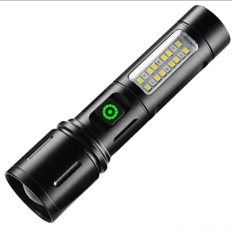 Seadra Seadra White Laser Outdoor Led COB Flashlight Aluminum Alloy Torchlight Red Light Camping Torch Zoomable 18650 Rechargeable Type C  - Image 1