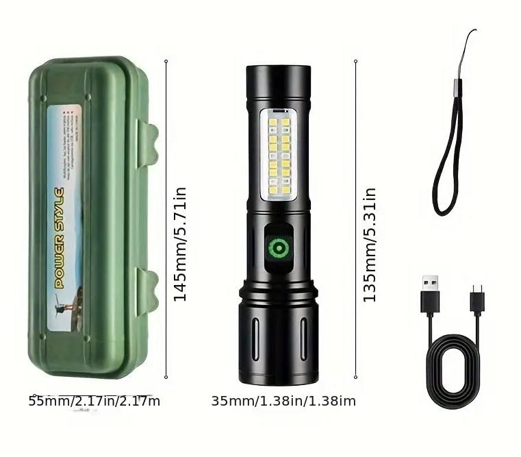 Seadra Seadra White Laser Outdoor Led COB Flashlight Aluminum Alloy Torchlight Red Light Camping Torch Zoomable 18650 Rechargeable Type C  - Image 3