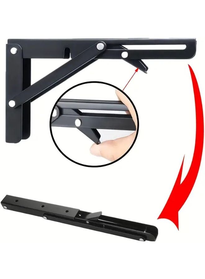 6pcs 8 Inch Heavy Duty Folding Shelf Brackets Black Iron L Shaped Wall Mount - Image 5