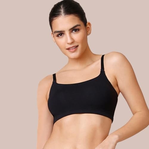 NYKD by Nykaa Easy Breezy Slip-On Bra Everyday T-Shirt Bra for Women, Wireless, Full Coverage, Non Padded-NYB165,Black/Sand,XS - Image 4