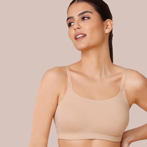 NYKD by Nykaa Easy Breezy Slip-On Bra Everyday T-Shirt Bra for Women, Wireless, Full Coverage, Non Padded-NYB165,Black/Sand,XS - Image 3