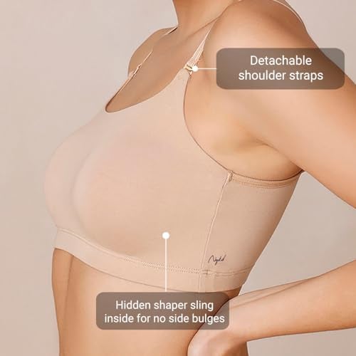 NYKD by Nykaa Easy Breezy Slip-On Bra Everyday T-Shirt Bra for Women, Wireless, Full Coverage, Non Padded-NYB165,Black/Sand,XS - Image 5