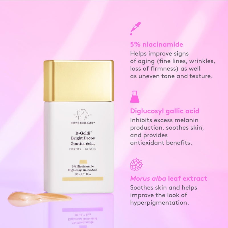 Drunk Elephant B-Goldi Bright Drops - 30 ml/1 fl oz - Illuminating Color Serum Drops - Clean Clinical Skincare - Cruelty-Free - Dermatologist-Tested - Free of Essential Oils, Silicones, and Fragrance - Image 5