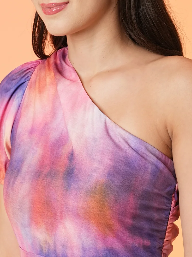 globus Women Printed Tie-Ups Fit & Flare Party Dress