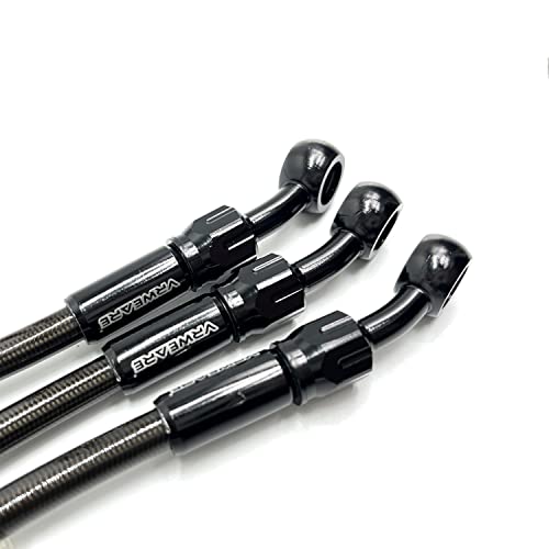 VRWEARE AN3 28 90 Degree M10 Stainless Steel Braided Motorcycle Brake Hose Line Oil Pipe with 360 Degree Rotatable Banjo Fit for ATV Motocross Pit Dirt Street Racing bike (60cm/23.6") - Image 4
