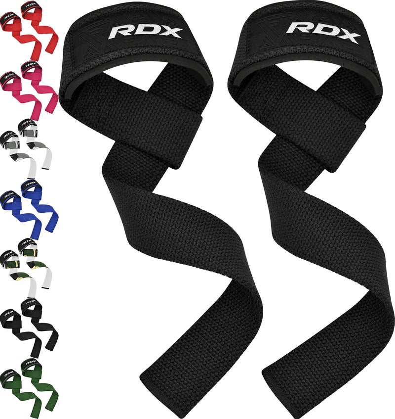 RDX Lifting Straps for Weightlifting â€“100% Cotton Heavy Duty Gym Wrist Strap with 5MM Neoprene Padding, 60CM Anti-Slip Hand Grip Wraps for Deadlifts Powerlifting Workouts Strength Training, Men Women - Image 1