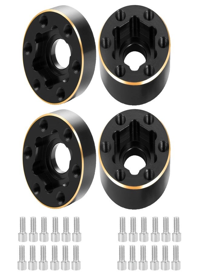 JGGZONE 4Pcs RC Brass Weights 12mm Hex Hub Extended Adapters Widen 9mm Counterweights for 1.9inch Beadlock Wheel Rim Compatible with Axial SCX10 90046 Redcat TRX4 Gen7 D90 CC01 1/10 RC Crawler (9mm) - Image 1