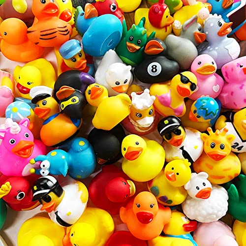 Intever Assorted Rubber Duckies for Kids and Toddlers Cute Duck Bath Tub Pool Toys in Multiple Characters Fun Carnival Bath Birthday Gifts Baby Showers Classroom Incentives and Summer Beach 2 10Pack - Image 1