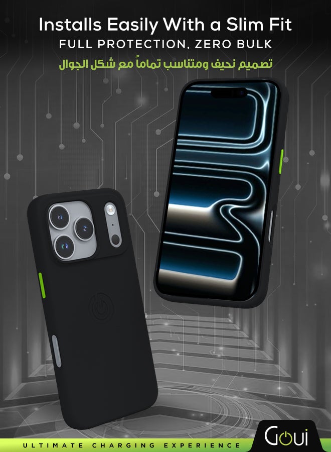 جوي كفر ايفون 17 برو | حماية شاملة | متوافق مع MagSafe | يدعم الشحن اللاسلكي | متعدد الألوان | ملمس ناعم | تصميم مغناطيسي للتثبيت أسود - Image 2