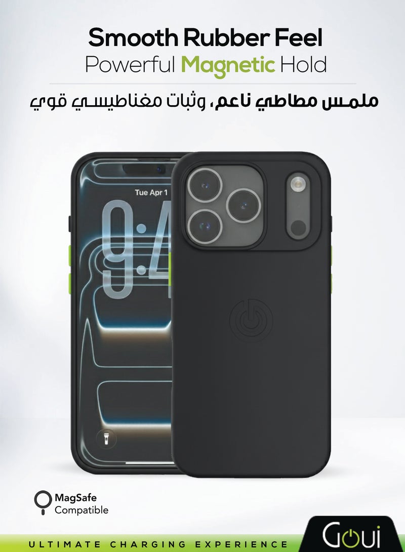جوي كفر ايفون 17 برو | حماية شاملة | متوافق مع MagSafe | يدعم الشحن اللاسلكي | متعدد الألوان | ملمس ناعم | تصميم مغناطيسي للتثبيت أسود - Image 1