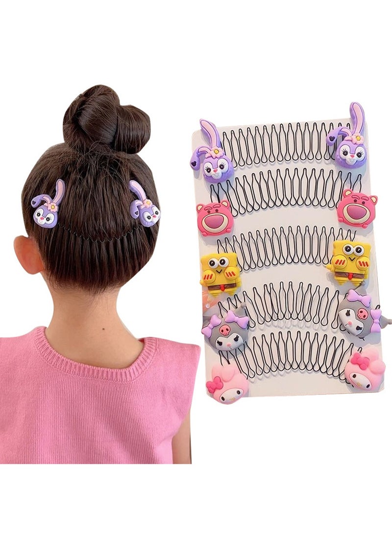 SYOSI Invisible Bangs Inverted Comb,Children's Hair Comb Artifact,Children's Hair Accessories,Invisible Hair Disc-shaped Device at the back of the Head,Meiledi,Kuromi,Stellalou,Lotso,Spongebob Invisible Bangs Inverted Comb  - Image 1