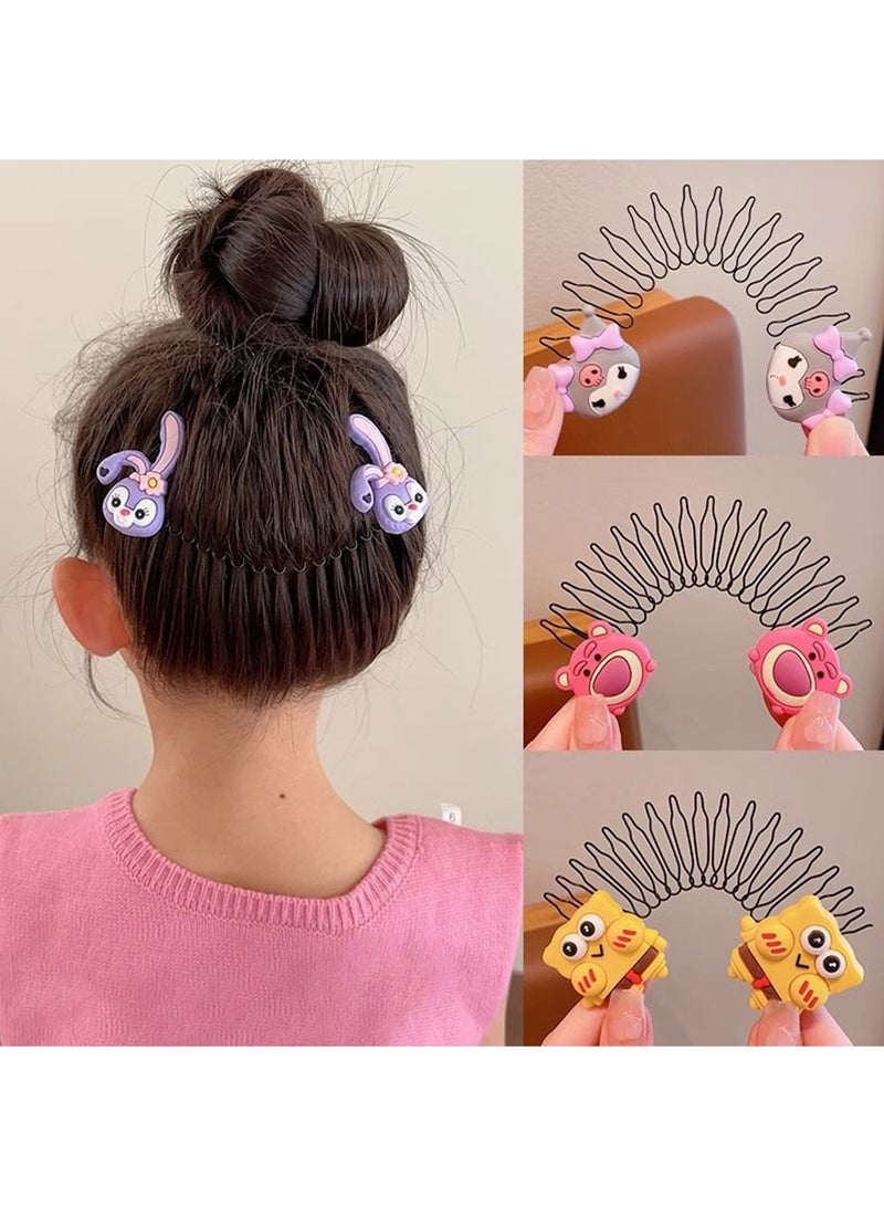 SYOSI Invisible Bangs Inverted Comb,Children's Hair Comb Artifact,Children's Hair Accessories,Invisible Hair Disc-shaped Device at the back of the Head,Meiledi,Kuromi,Stellalou,Lotso,Spongebob Invisible Bangs Inverted Comb  - Image 2