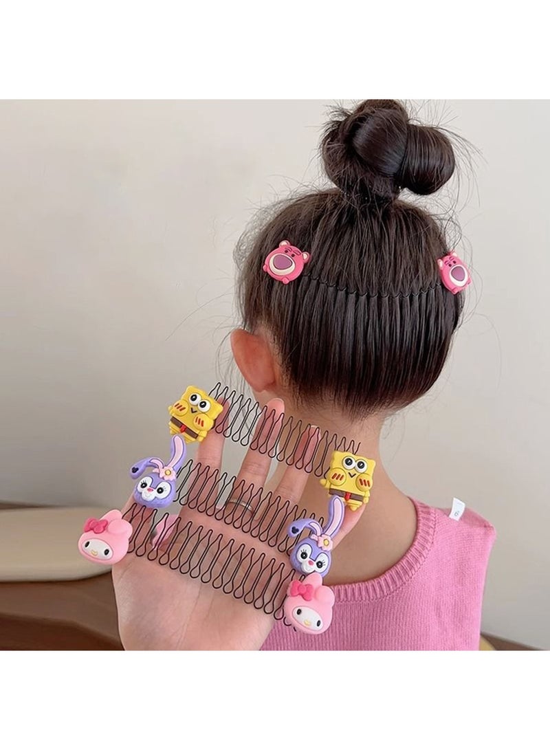 SYOSI Invisible Bangs Inverted Comb,Children's Hair Comb Artifact,Children's Hair Accessories,Invisible Hair Disc-shaped Device at the back of the Head,Meiledi,Kuromi,Stellalou,Lotso,Spongebob Invisible Bangs Inverted Comb  - Image 4