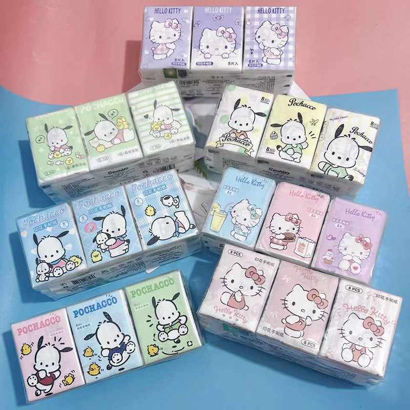 Printed Handkerchief Paper Kt Cat Parchia Dog Printed Paper Towel Portable Small Package Facial Tissue Toilet Paper Color Napkin - Image 2