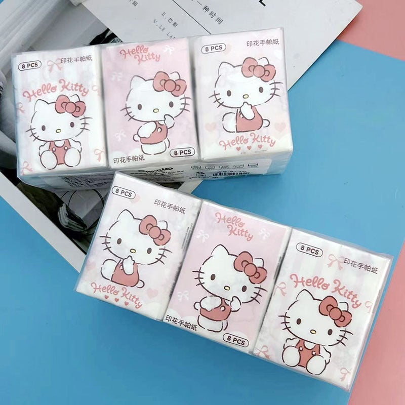 Printed Handkerchief Paper Kt Cat Parchia Dog Printed Paper Towel Portable Small Package Facial Tissue Toilet Paper Color Napkin - Image 3