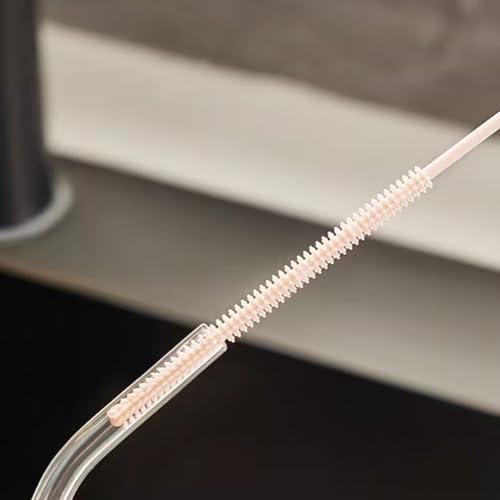 Hodaqe 2Pcs Silicone Straw Cleaner Brushes Reusable Brush for Clearing Glass Long Straw Cleaning Brush Non-Slip Handle Soft and Bendable - Image 2