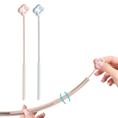 Hodaqe 2Pcs Silicone Straw Cleaner Brushes Reusable Brush for Clearing Glass Long Straw Cleaning Brush Non-Slip Handle Soft and Bendable - Image 1