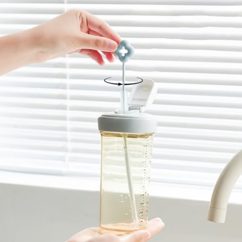 Hodaqe 2Pcs Silicone Straw Cleaner Brushes Reusable Brush for Clearing Glass Long Straw Cleaning Brush Non-Slip Handle Soft and Bendable - Image 3
