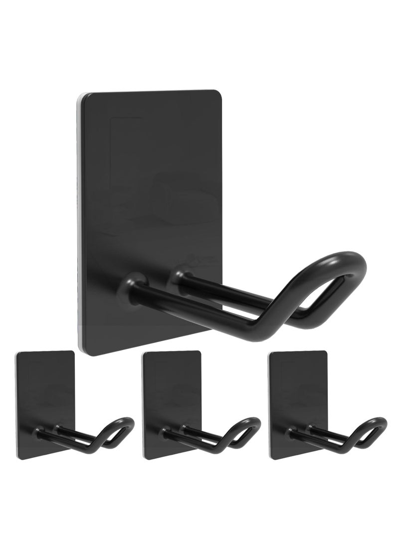 Oasisgalore 4 Pcs Self-Adhesive Stainless Steel Hooks – Towel, Robe, Hat for Kitchen and Bathroom (Black)  - Image 1