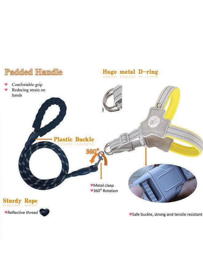 حزام للكلاب الصغيرة والمتوسطة، مقود للجراء مع شرائط عاكسة، حبل أمان للجراء بطول 4.92 قدم مع سترة مبطنة ناعمة قابلة للتعديل (سترة صفراء على شكل حرف Y مع حبل، مقاس صغير (8.82-22.05 رطل) - Image 2