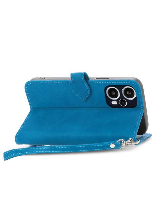 erorex Case For Redmi Note 12 Turbo Embossed Flower Zipper Leather Phone Case - Image 5