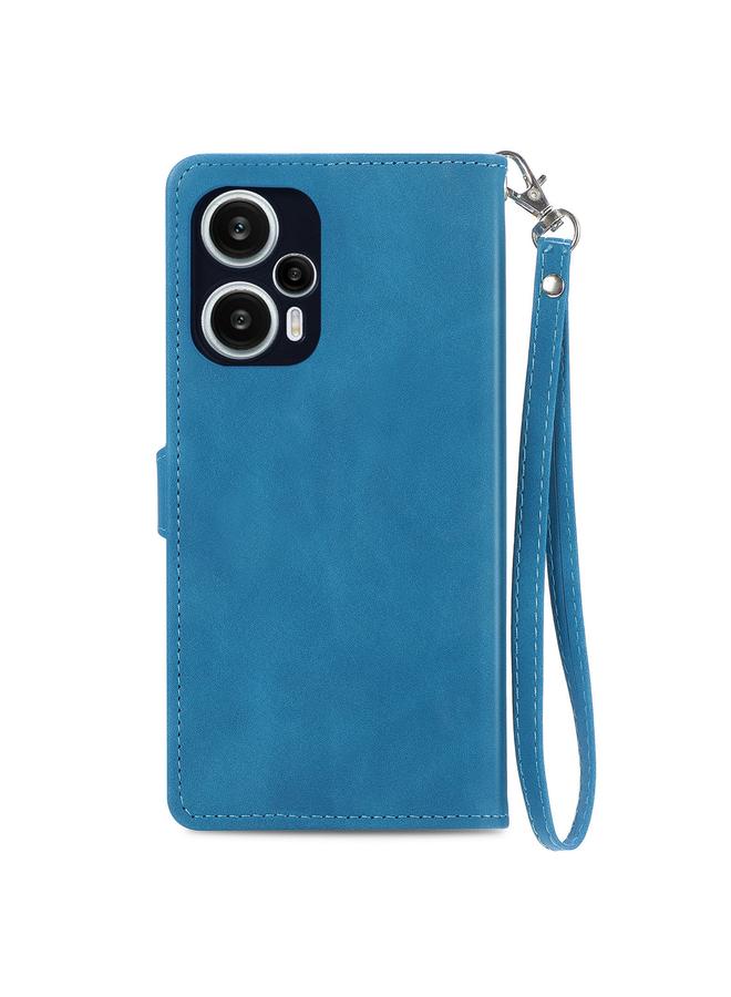 erorex Case For Redmi Note 12 Turbo Embossed Flower Zipper Leather Phone Case - Image 3