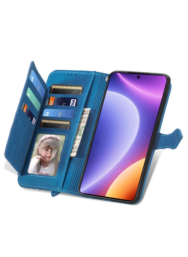 erorex Case For Redmi Note 12 Turbo Embossed Flower Zipper Leather Phone Case - Image 4