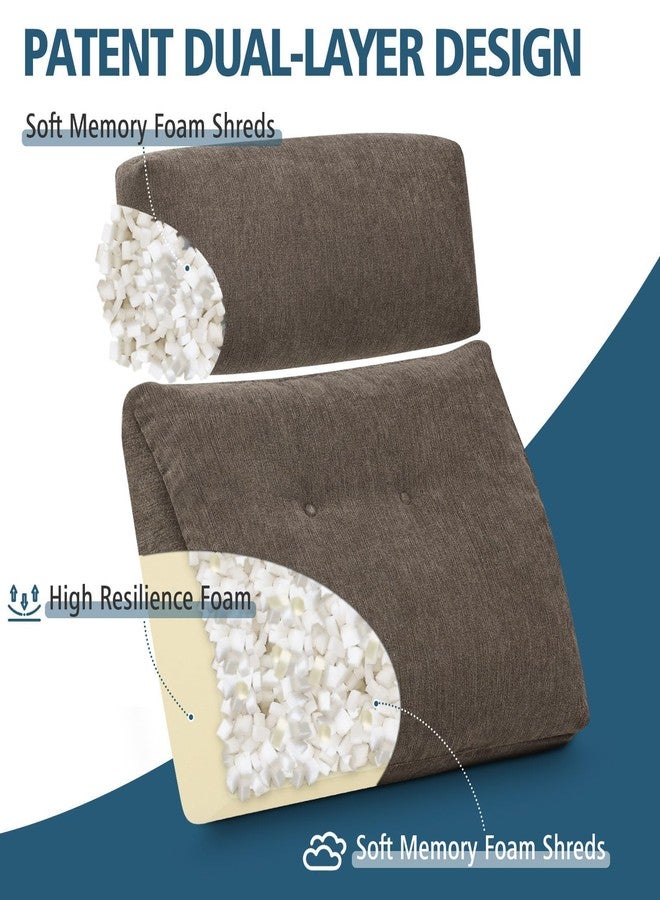 TANYOO Lumbar Support Pillow for Recliner Chair with Headrest, Dual-Layer Large Back Pillow for Deep Couch & Sofa, Memory Foam Lower Back Support Cushion Set for Sciatica Relief Brown - Image 2