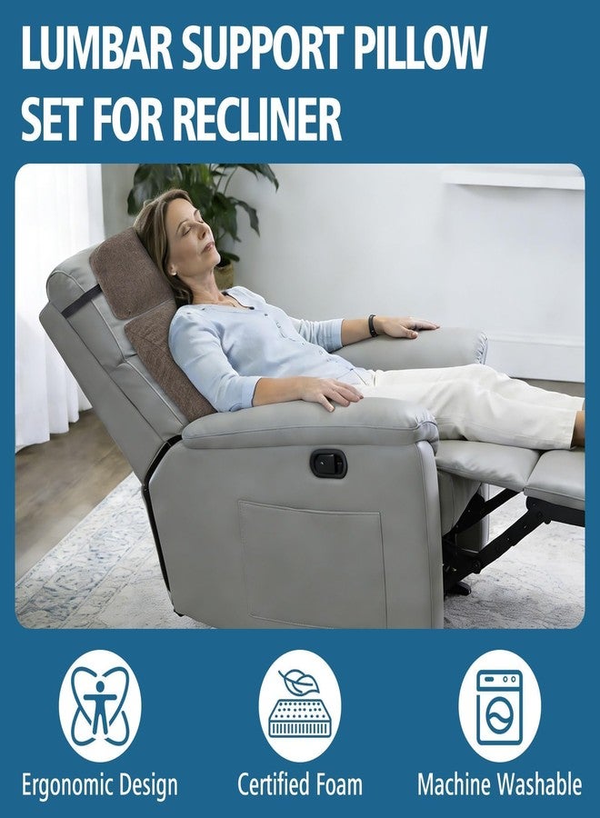 TANYOO Lumbar Support Pillow for Recliner Chair with Headrest, Dual-Layer Large Back Pillow for Deep Couch & Sofa, Memory Foam Lower Back Support Cushion Set for Sciatica Relief Brown - Image 4
