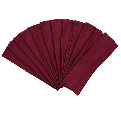ICObuty Headbands Hairband Cotton Soft and Stretchy Elastic Solid Color 12 Pcs Per Lot (Maroon) - Image 1