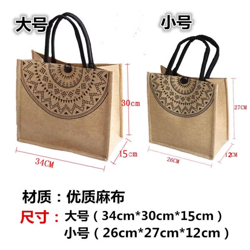 Fashion Women Portable Linen Cloth Bag Vintage Handbag Large Capacity Work Canvas Bag Cartoon Shoulder Tote Bag - Image 4