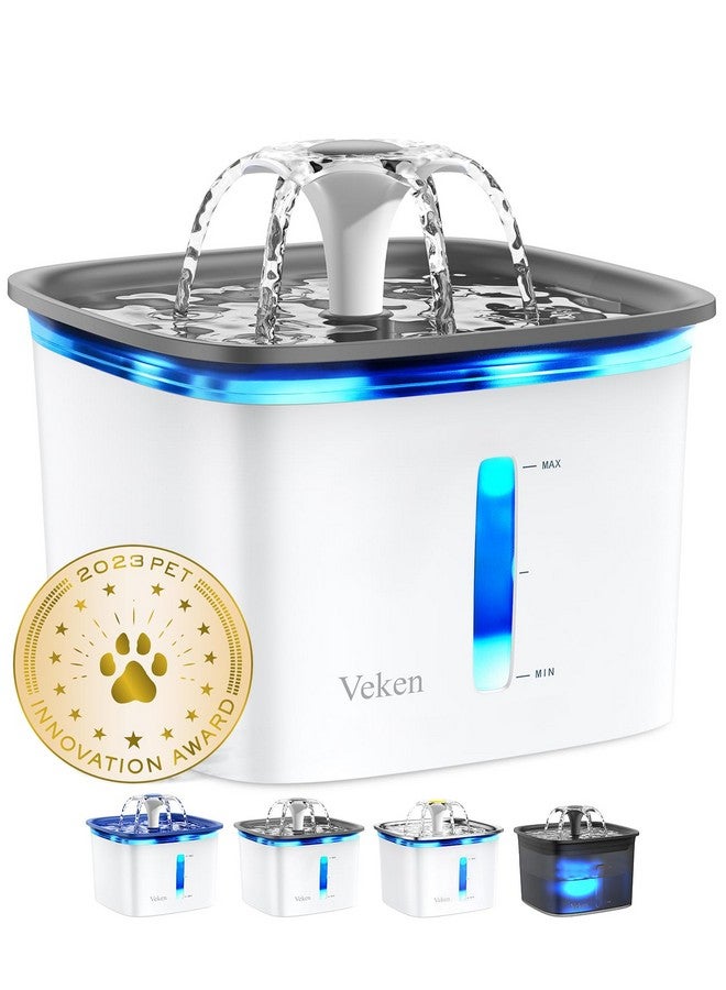 Veken 95Oz/2.8L Pet Fountain, Automatic Cat Water Fountain Dog Water Dispenser With Replacement Filters For Cats, Dogs, Multiple Pets (Grey, Plastic) - Image 1