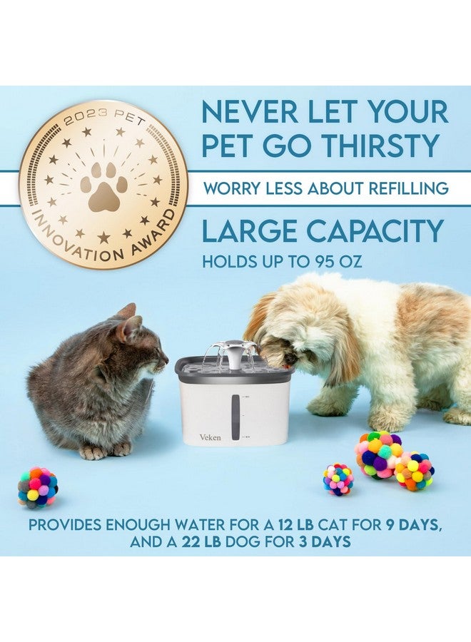 Veken 95Oz/2.8L Pet Fountain, Automatic Cat Water Fountain Dog Water Dispenser With Replacement Filters For Cats, Dogs, Multiple Pets (Grey, Plastic) - Image 3
