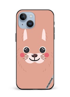Protective Case Cover For Apple iPhone 15 Lama Cartoon Face Design Multicolour