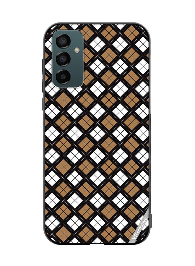VR CREATIVE Protective Case Cover For Samsung Galaxy F13/M13 Black White Brown Checkered Pattern Design Multicolour - Image 1