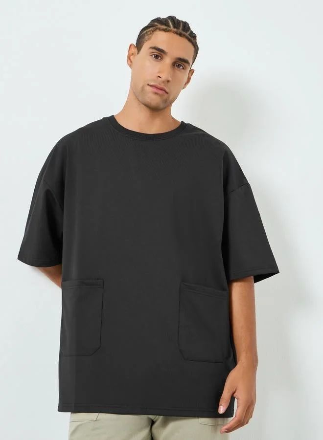 Take Two Men Oversized Black T-Shirt with Pockets
