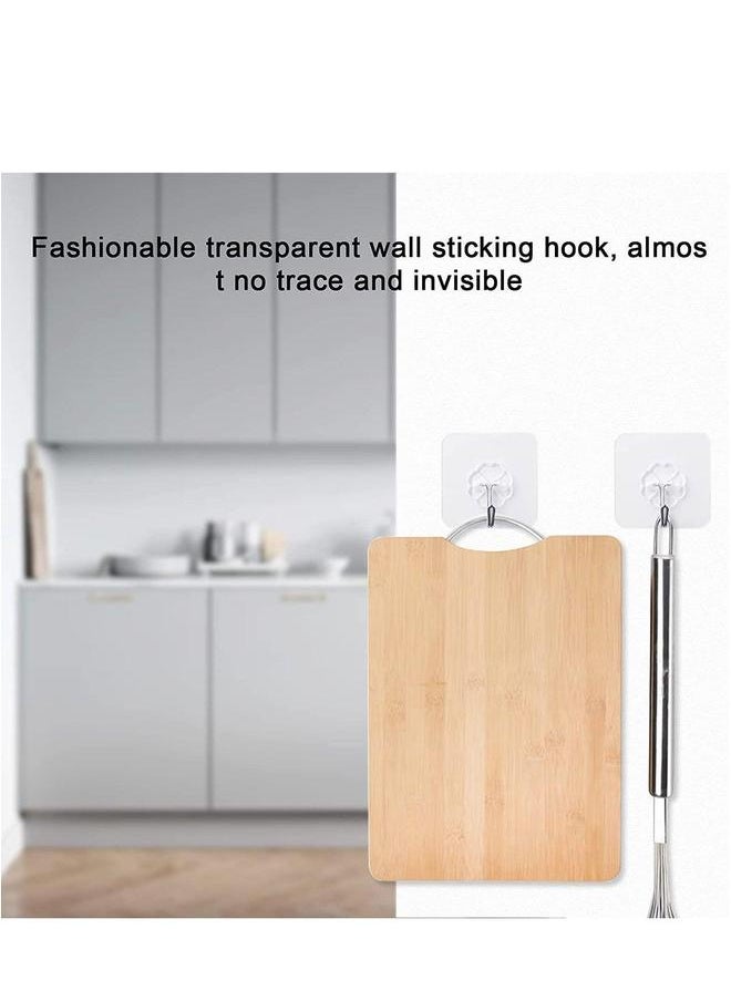 HOMESTAR 20 Pieces Waterproof Oilproof Heavy Duty Self Adhesive Sticker Hooks Transparent Wall Hook  - Image 5