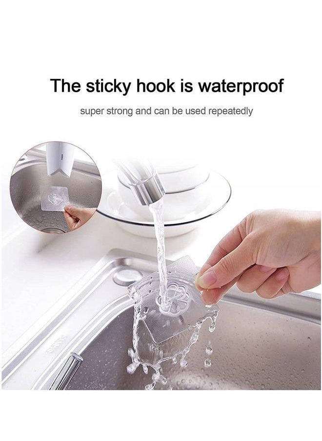 HOMESTAR 20 Pieces Waterproof Oilproof Heavy Duty Self Adhesive Sticker Hooks Transparent Wall Hook  - Image 4