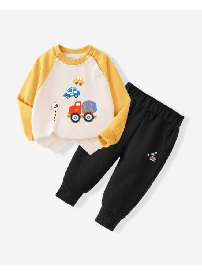 YISHUANGER Cute Cartoon Boys' Sportswear Set Spring/autumn Baby Casual Two-piece Set Baby Spring Clothes Infant & Toddler Clothing Car - Image 1