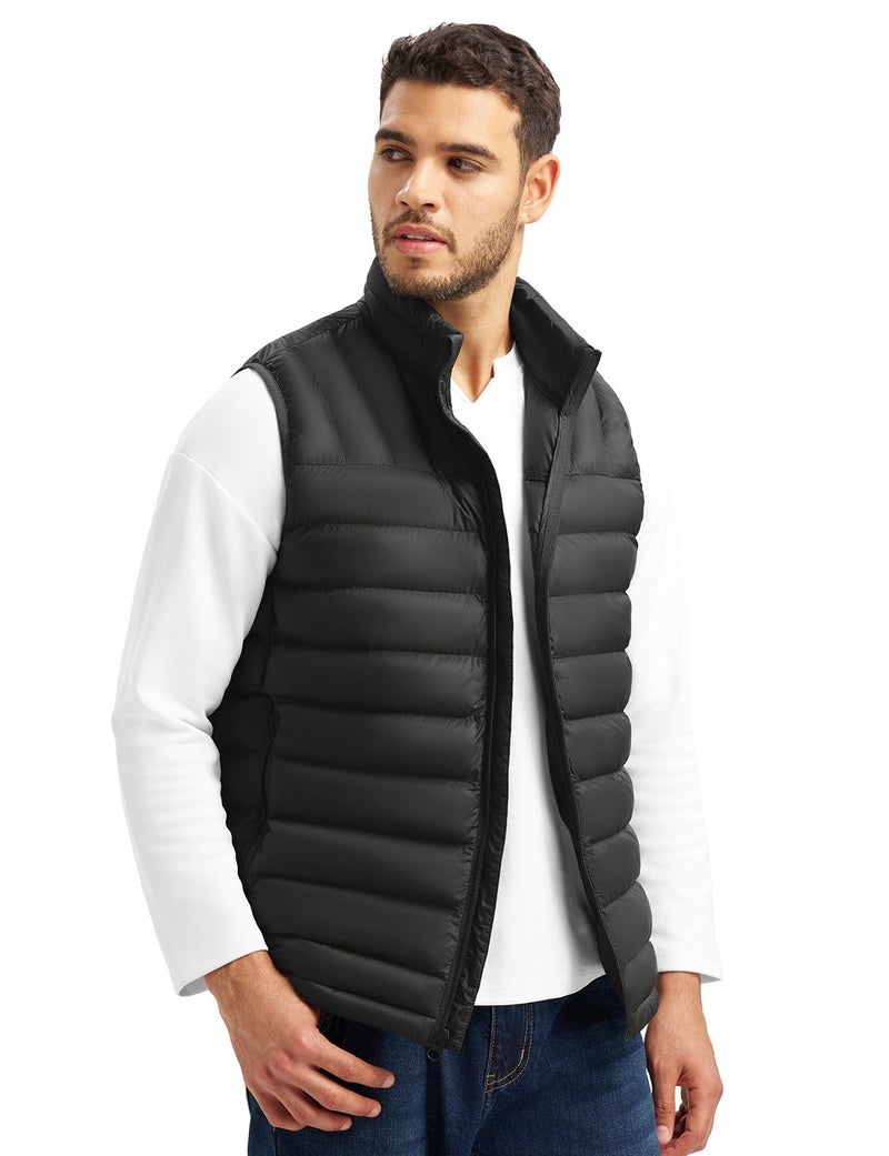 TBMPOY Men's Lightweight Packable Puffer Vest Sleeveless Puffy Outerwear Water-Resistant Bubble Jackets Work Casual Golf Black XL - Image 2