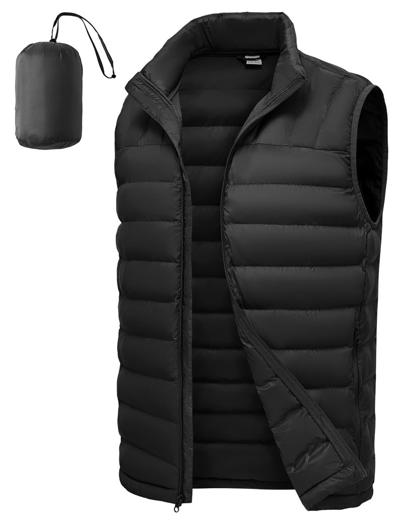 TBMPOY Men's Lightweight Packable Puffer Vest Sleeveless Puffy Outerwear Water-Resistant Bubble Jackets Work Casual Golf Black XL - Image 1