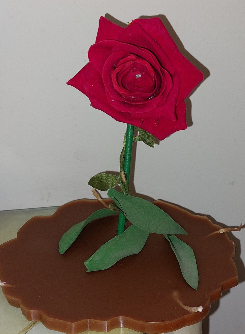 Velvet artificial flower on top of base candle for home decor gift