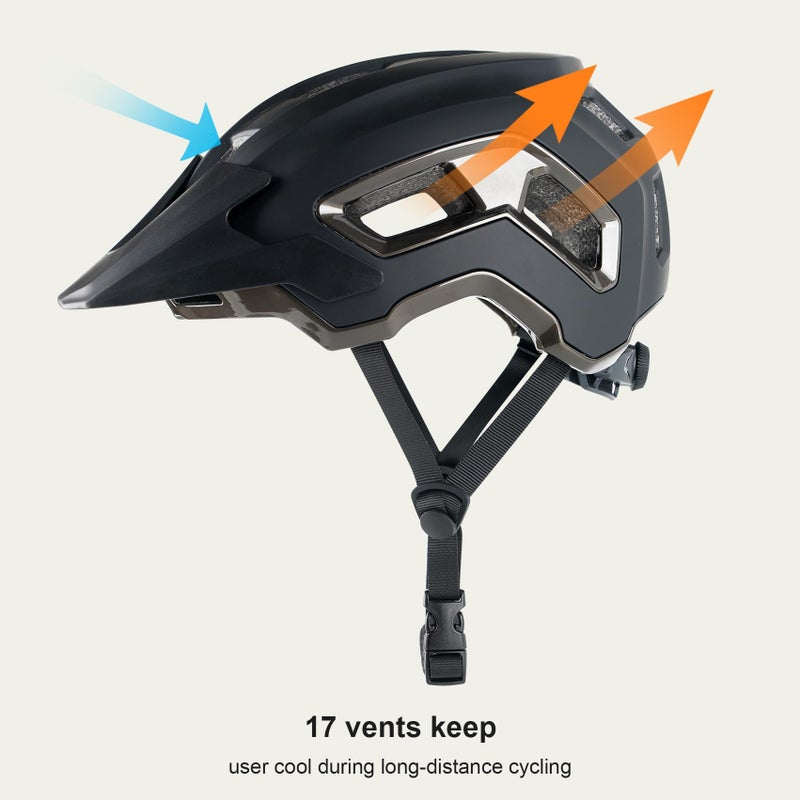 OUWOR Bike Helmet for Adult & Youth, Lightweight MTB Helmet with Adjustable Visor for Mountain/Road Cycling, 2 Sizes for Men Women Boys Girls (Black) - Image 2