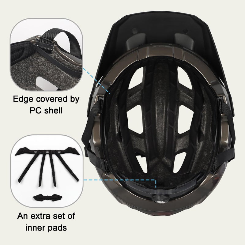 OUWOR Bike Helmet for Adult & Youth, Lightweight MTB Helmet with Adjustable Visor for Mountain/Road Cycling, 2 Sizes for Men Women Boys Girls (Black) - Image 5