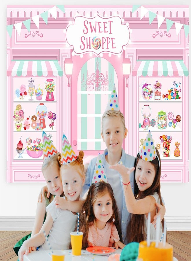 Mocsicka Sweet Shoppe Backdrop Dessert Parlor for Girl Birthday Party Background Decorations Donut Ice Cream Cake Table Decor Photoshoot Studio Props (Pink, 7x5ft) - Image 2