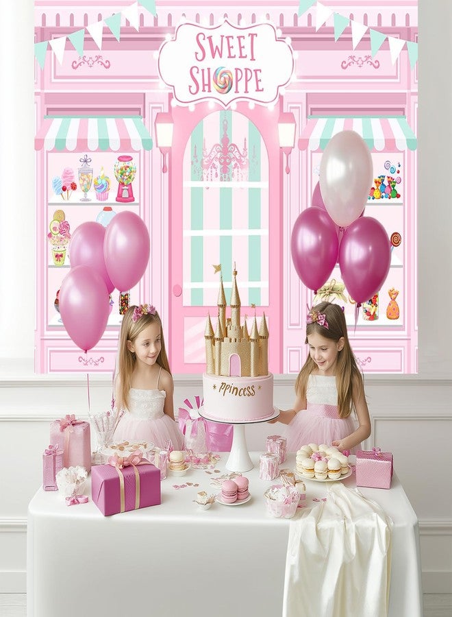 Mocsicka Sweet Shoppe Backdrop Dessert Parlor for Girl Birthday Party Background Decorations Donut Ice Cream Cake Table Decor Photoshoot Studio Props (Pink, 7x5ft) - Image 4