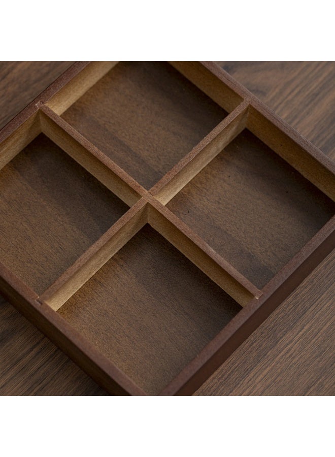 MAIDI Solid Wood Multi - Compartment Dry Fruit Tray, 6 Grid Snack & Nut Platter for Desserts, Tea Treats & Home Decor, Elegant Wooden Serving Tray for Living Room, Tea Room & Parties, Functional Food Organizer with Divided Sections - Image 3