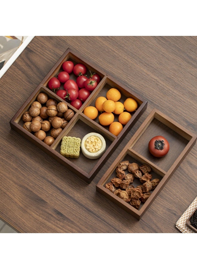MAIDI Solid Wood Multi - Compartment Dry Fruit Tray, 6 Grid Snack & Nut Platter for Desserts, Tea Treats & Home Decor, Elegant Wooden Serving Tray for Living Room, Tea Room & Parties, Functional Food Organizer with Divided Sections - Image 2
